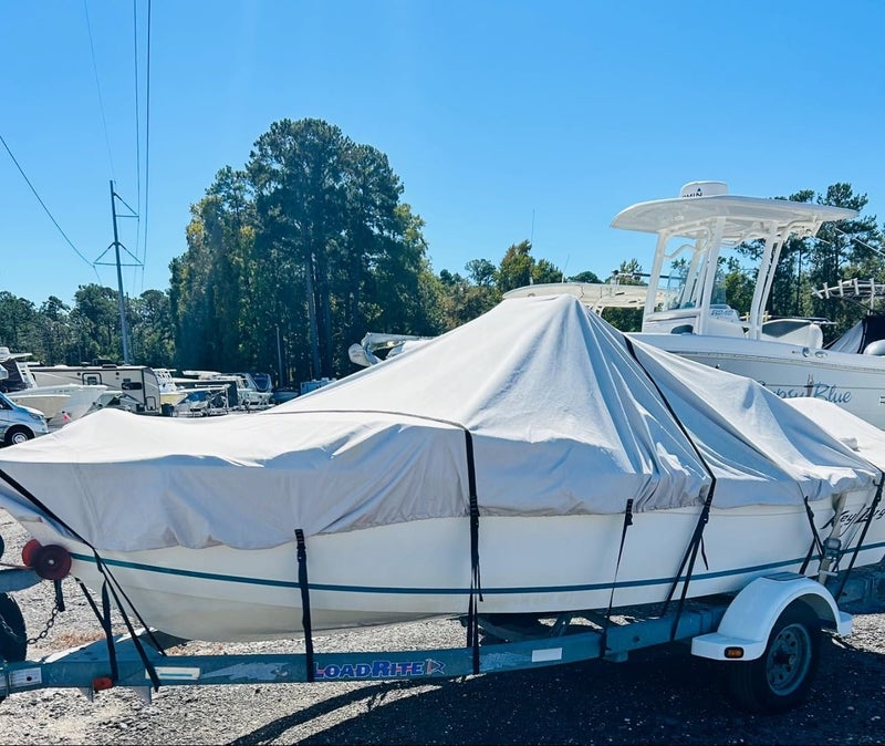 Tuszom 1200D 100% Waterproof Center Console Boat Cover with Motor Cover, Tear-Proof Trailerable Boat Cover for Center Console Boat with 13-19 Windproof Straps (Gray, 16' - 18.5''L, UP to 98" W) - Image 2